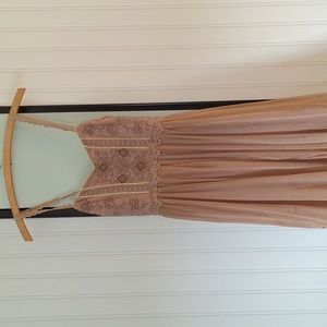 Chiffon high/low flowy dress with beaded bodice